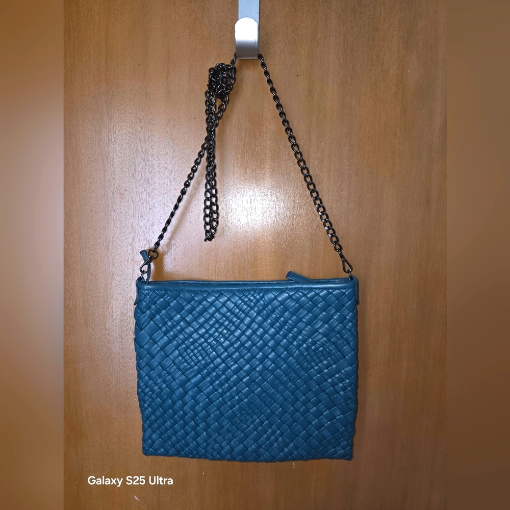 Woven Leather Slim Crossbody Bag